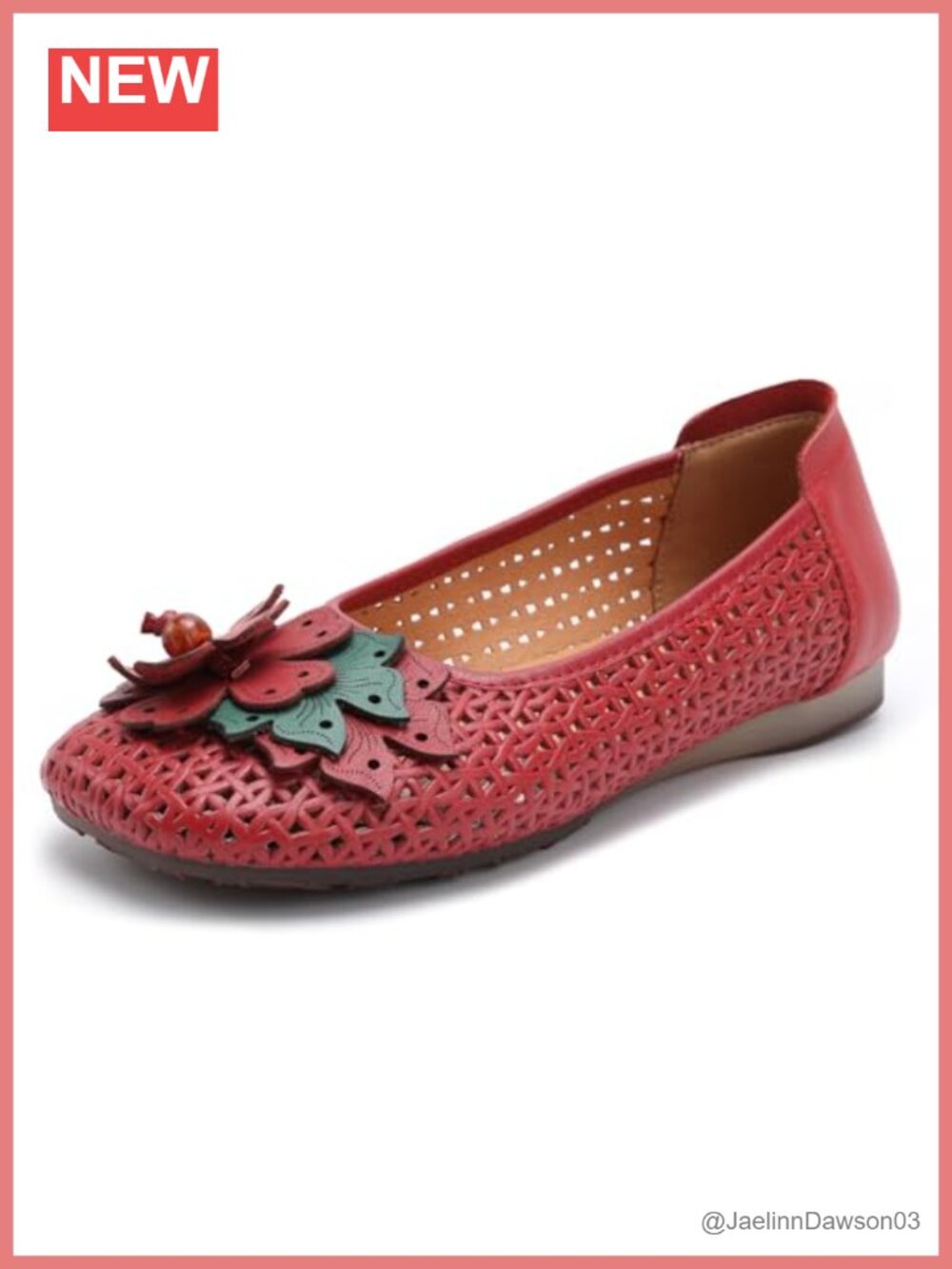 Women's Flats Round Toe Loafers Non-Slip Ballet Flats Cow Leather Slip On Shoes